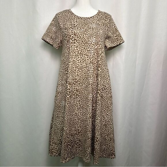 NWT Lularoe Swing Dress Women’s Small Brown Animal Print Short Sleeve Round Neck - Picture 1 of 9